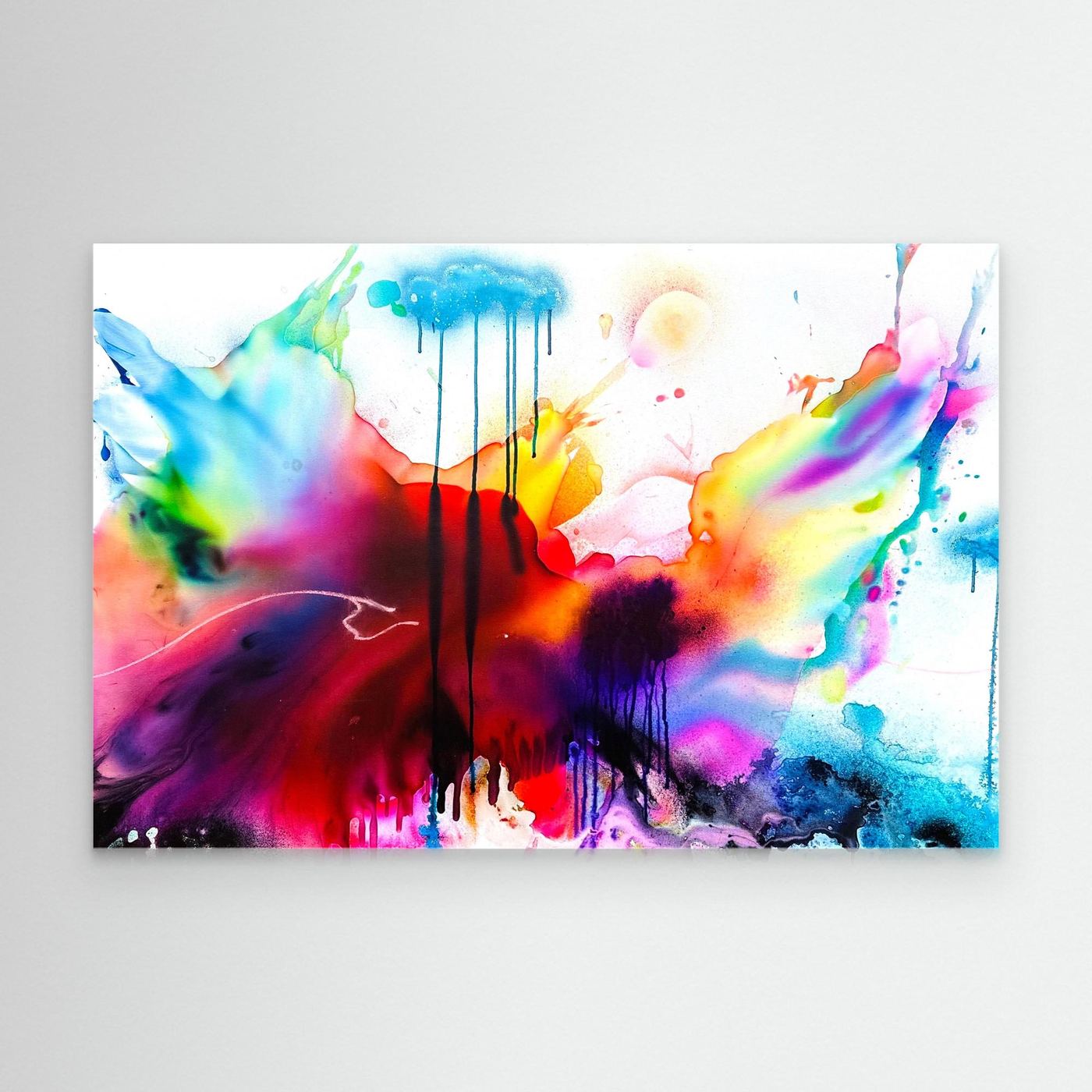 By Land, By Water and In The Air – Großes abstraktes Leinwandbild | Moderne XXL Landschaftskunst | Farbenfrohe Statement Wall Art