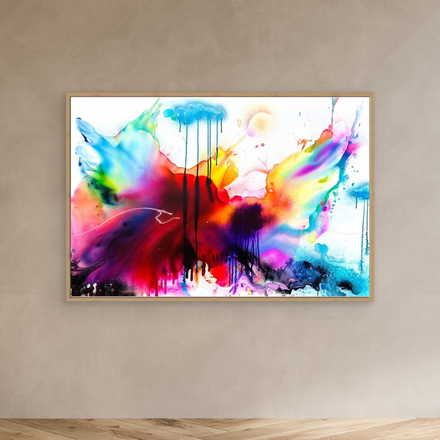 By Land, By Water and In The Air – Großes abstraktes Leinwandbild | Moderne XXL Landschaftskunst | Farbenfrohe Statement Wall Art