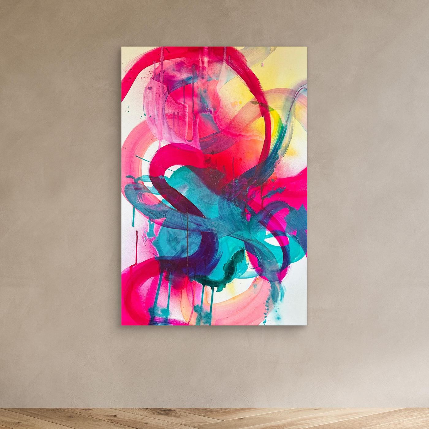 Octo-Push – XXL Abstraktes Leinwandbild | Großformatige Statement Wall Art für moderne Wohnräume