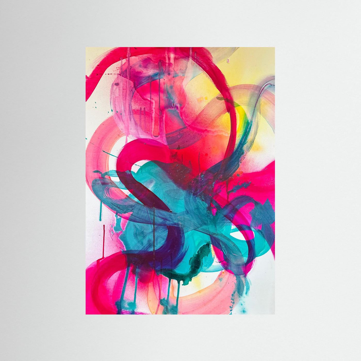   Octo-Push – Gerahmter Fine Art Print | Abstrakte moderne Wandkunst