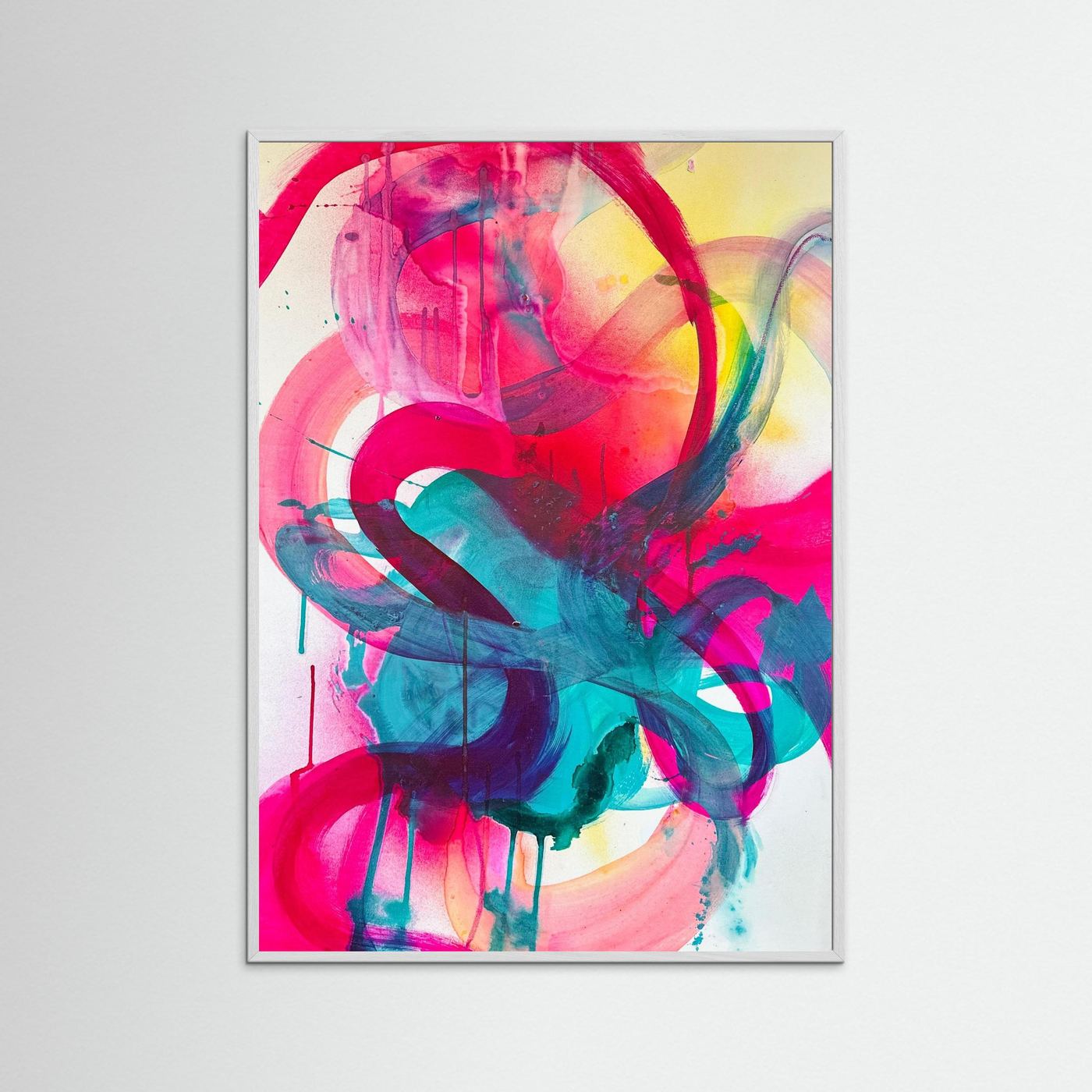   Octo-Push – Gerahmter Fine Art Print | Abstrakte moderne Wandkunst